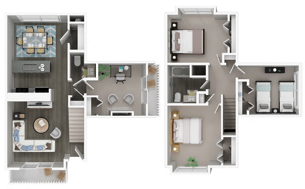 Floor plan for 4 beds, 1.5 baths, 1423 sqft